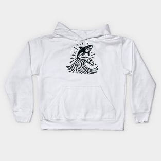 Stick Figure of a Shark in Black Ink Kids Hoodie